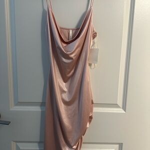Elegant Pink Satin Slip Dress